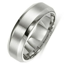 Gemini Groom or Bride Comfort-Fit Beveled Edge Edge Plain Wedding Band Titanium Rings Width 7mm Size 7.75 Valentine's Day Gift