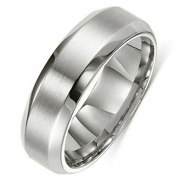 Gemini Groom or Bride Comfort-Fit Beveled Edge Edge Plain Wedding Band Titanium Rings width 7mm Size 8.75 Valentine's Day Gift