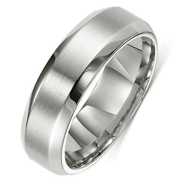 Gemini Groom or Bride Comfort-Fit Beveled Edge Edge Plain Wedding Band Titanium Rings width 7mm Valentine's Day Gift