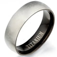 thumbnail image 1 of Gemini Groom or Bride Two Tone Black Matt and Polish Titanium Wedding Ring width 7mm US 15 Valentine's Day Gift, 1 of 5