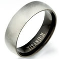 thumbnail image 1 of Gemini Groom or Bride Two Tone Black Matt and Polish Titanium Wedding Ring width 7mm US Size 7.25 Valentine's Day Gift, 1 of 5