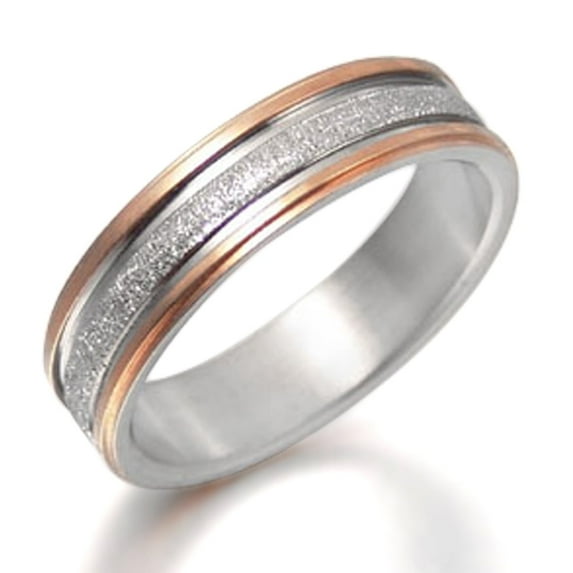 Gemini Groom or Bride Two Tone Rose Gold Titanium Couple Wedding Ring Width 6mm US 13 Valentine's Day Gift
