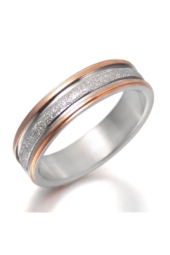 Groom or Bride Two Tone Rose Gold Titanium Couple Wedding Ring width 6mm Valentine's Day Gift
