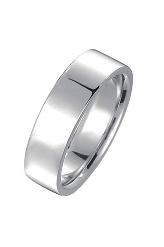 Groom's Plain Flat Court Polish Wedding Titanium Ring Width 6mm US Size 6.75 Valentine's Day Gift