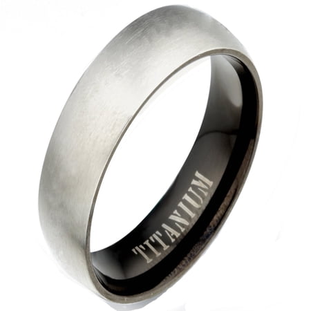 Gemini His or Her Two Tone Black Matt and Polish Titanium Wedding Ring width 5mm US Size 6 Valentine's Day Gift