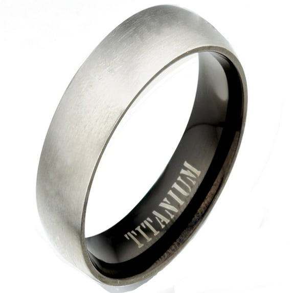 Gemini His or Her Two Tone Black Matt and Polish Titanium Wedding Ring width 5mm US Size 7.75 Valentine's Day Gift