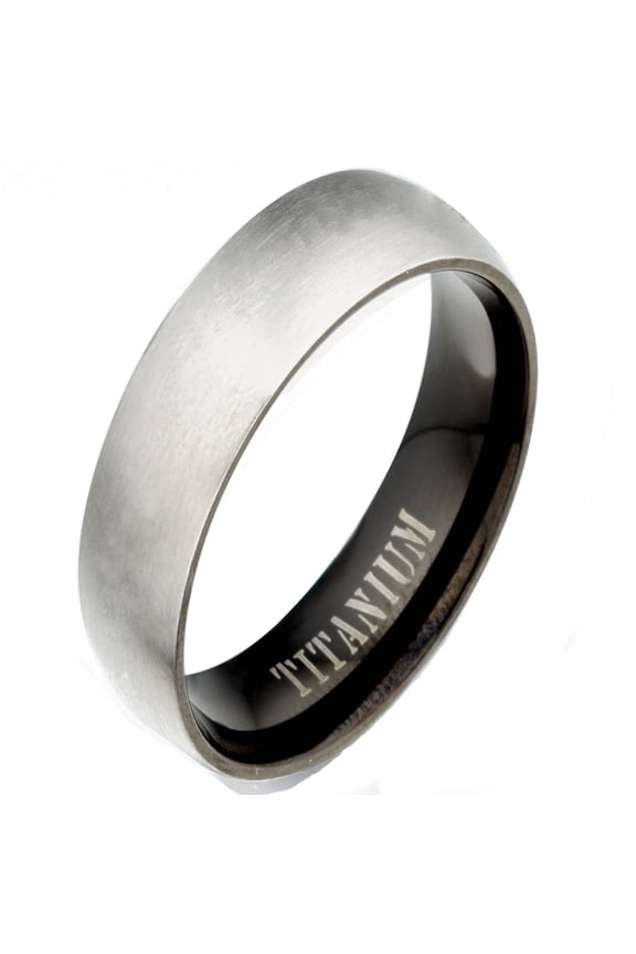 His or Her Two Tone Black Matt and Polish Titanium Wedding Ring width 5mm Valentine's Day Gift