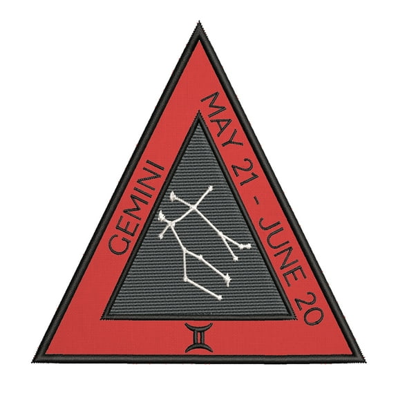 Gemini Horoscope 4 Inch Iron Or Sew On Embroidered Fabric Badge Patch Astrology, Zodiac Iconic Series