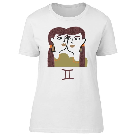 Gemini Horoscope Girl Cartoon T-Shirt Women -Image by Shutterstock, Female Medium
