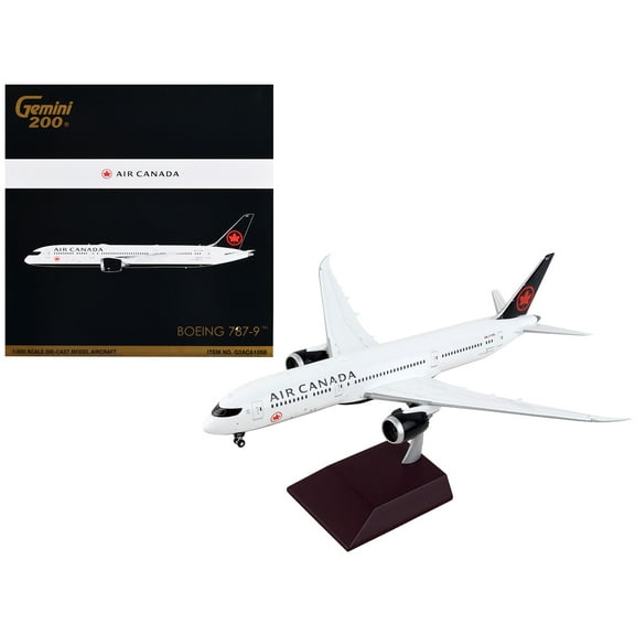 Boeing 787-9 Commercial Aircraft with Flaps Down "Air Canada" White with Black Tail 1/200 Diecast Model Airplane by GeminiJets