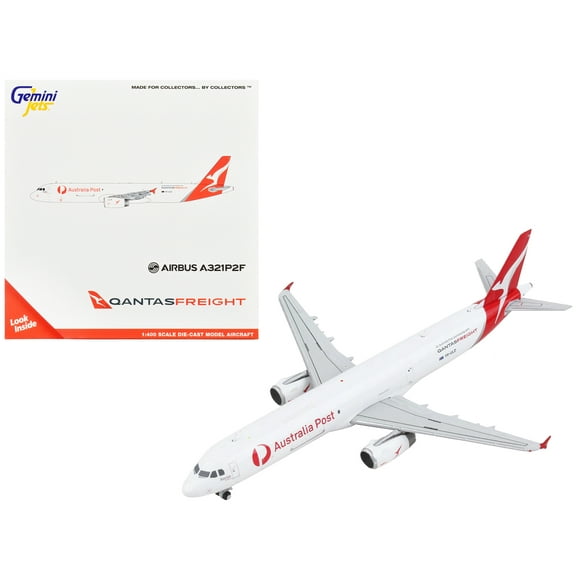 Airbus A321P2F Commercial Aircraft "Qantas Freight - Australia Post" White w/Red Tail 1/400 Diecast Model Airplane by GeminiJets
