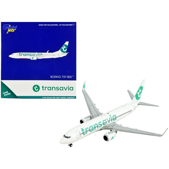 Boeing 737-800 Commercial Aircraft "Transavia Airlines" White with Green Tail 1/400 Diecast Model Airplane by GeminiJets
