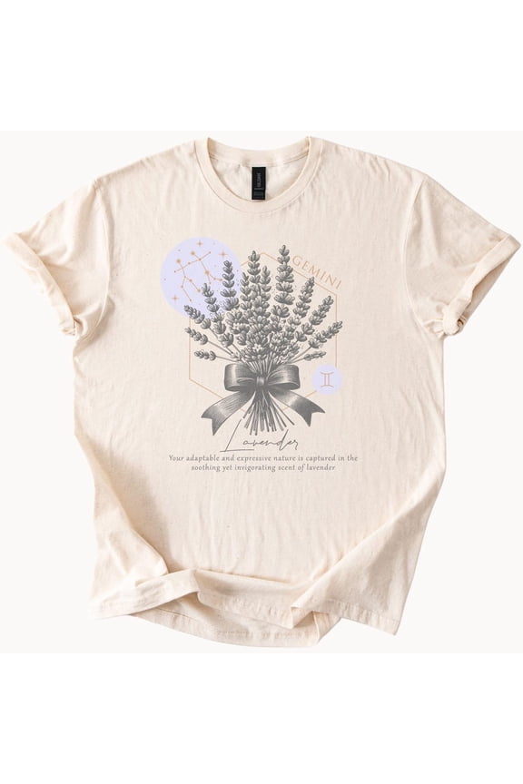Gemini Lavender Tshirt Zodiac Astrology Graphic Tee Birthday Gifts; For Men & Women