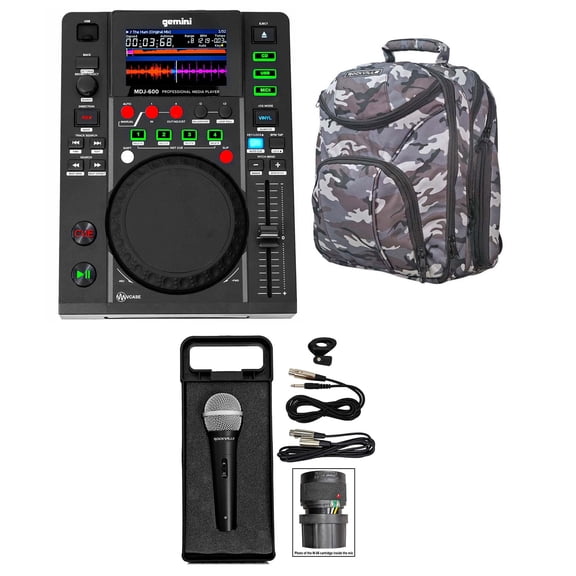 Gemini MDJ-600 Tabletop USB/CD Media Player DJ MIDI Controller+Mic+CAMOPACK
