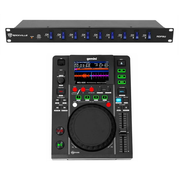 Gemini MDJ-600 Tabletop USB/CD Media Player DJ MIDI Controller + Power Strip