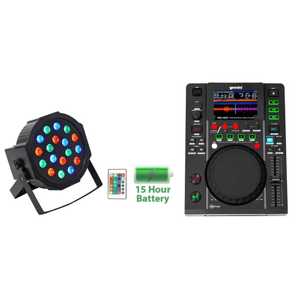 Gemini MDJ-600 USB/CD Media Player DJ MIDI Controller+Battery Par Light