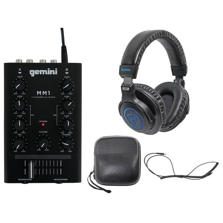 Gemini MM1 Pro Audio Pocket-Sized 2-Channel DJ Mixer w/ 2-Band EQ + Headphones