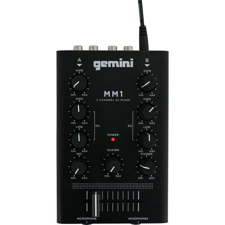 Gemini MM1 Professional Audio Pocket-Sized 2-Channel DJ Mixer w/ 2-Band EQ