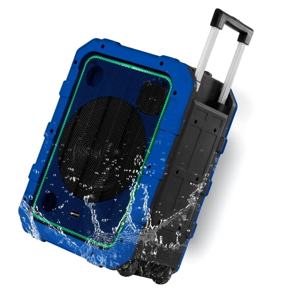 Gemini MPA Series Portable Water-Resistant Bluetooth Trolley Speaker with Lights and Remote, MPA-2400 (Blue), MPA-2400BLU