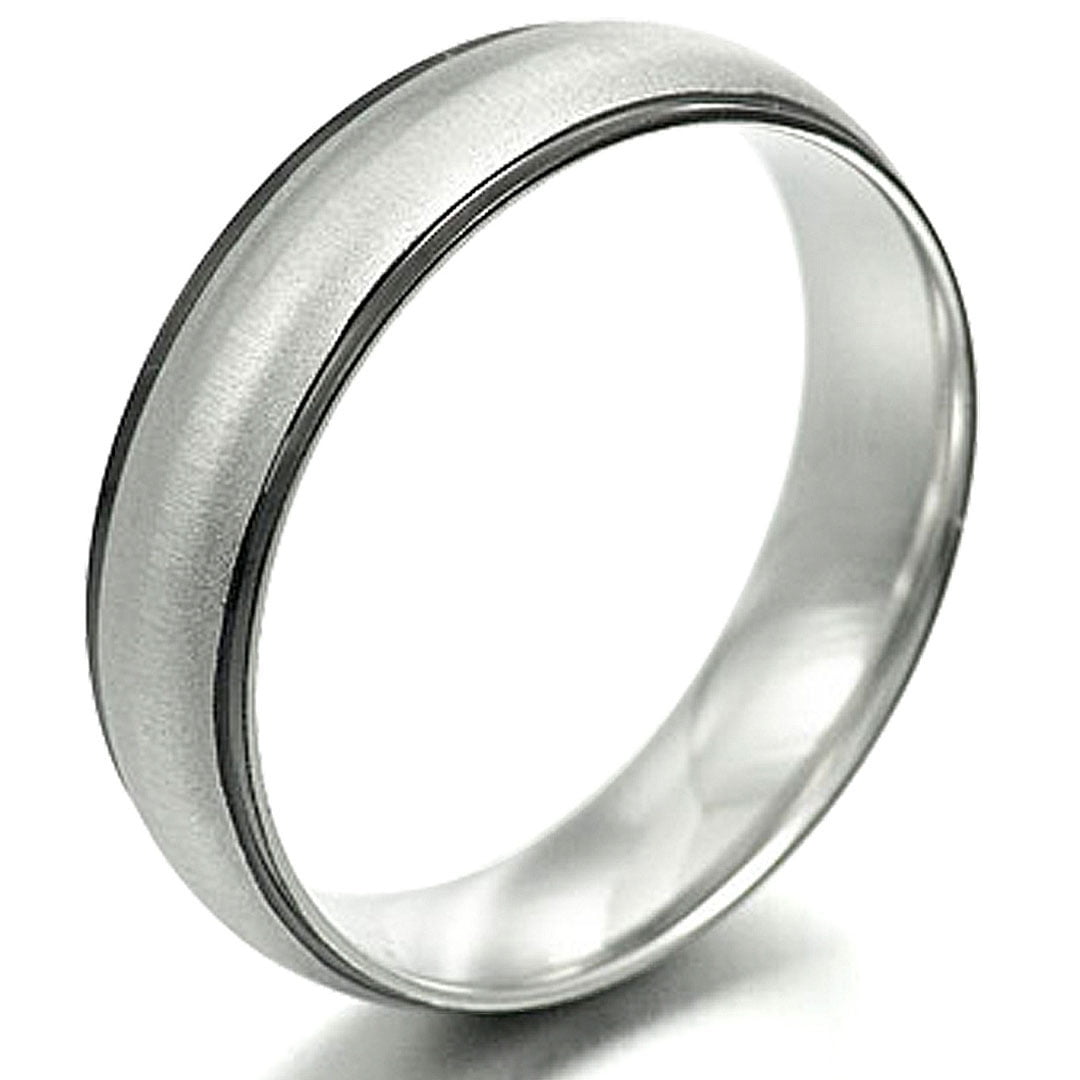Gemini Men's Two Tone Black Mix Silver Anniversary Wedding