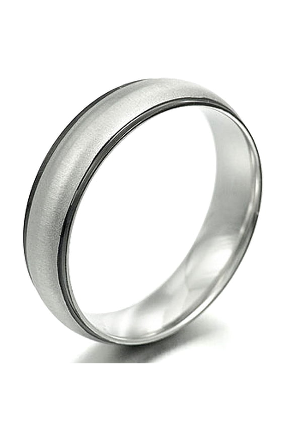Men's Two Tone Black Mix Silver Anniversary Wedding Titanium Ring width 6mm US Size 8.25 Valentine's Day Gift