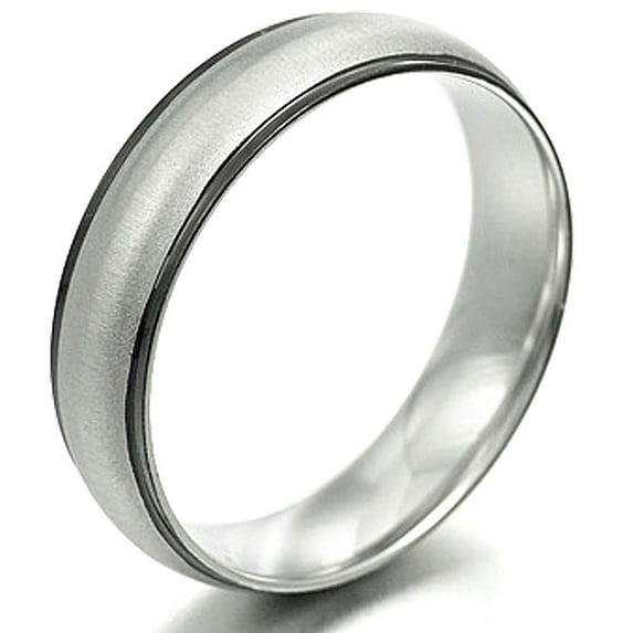 Gemini Men's Two Tone Black Mix Silver Anniversary Wedding Titanium Ring width 6mm US Size 9.75 Valentine's Day Gift