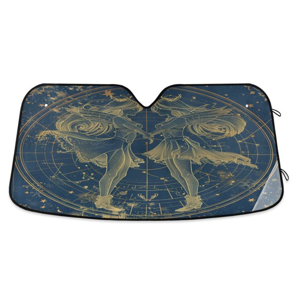 Gemini Of Zodiac Car Windshield Sun Shade Foldable Car Front Window Visor Heat and UV Protection 53x23.5