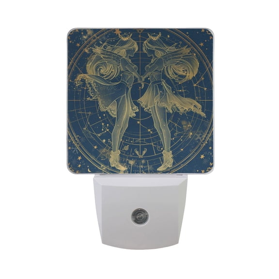 Gemini Of Zodiac Night Light 2 Pack LED Nightlight Plug into Wall Dusk to Dawn Sensor Soft White