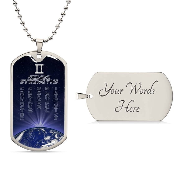 Gemini Personalized Dog Tag Necklace - Graphic Military Dog Tag Necklace (Optional Personalized Engraving)