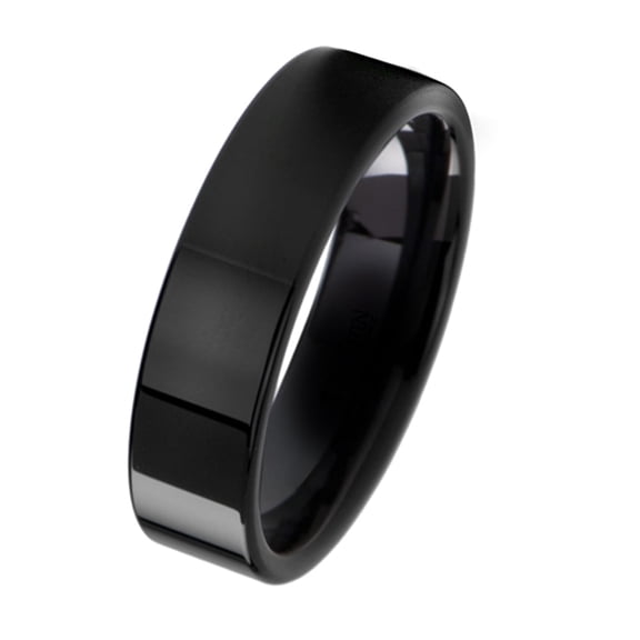 Gemini Plain Flat Comfort Fit Black Titanium Wedding Ring width 6mm US Size 10 Valentine's Day Gift