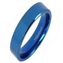 Gemini Plain Flat Comfort Fit Blue Titanium Couple Wedding Ring width 4mm US Size 6.75 Valentine's Day Gift