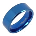 thumbnail image 1 of Gemini Plain Flat Comfort Fit Blue Titanium Wedding Ring width 6mm US Size 7.75 Valentine's Day Gift, 1 of 5