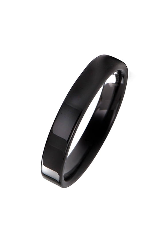 Plain Flat Court Black Titanium Anniversary Wedding Ring width 4mm US Size 5.75 Valentine's Day Gift