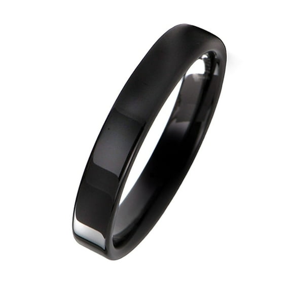 Gemini Plain Flat Court Black Titanium Anniversary Wedding Ring width 4mm US Size 7.75 Valentine's Day Gift