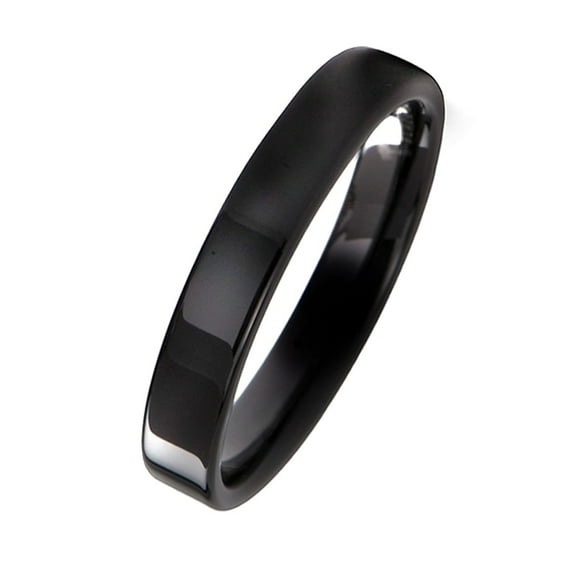 Gemini Plain Flat Court Black Titanium Anniversary Wedding Ring width 4mm US Size 8 Valentine's Day Gift