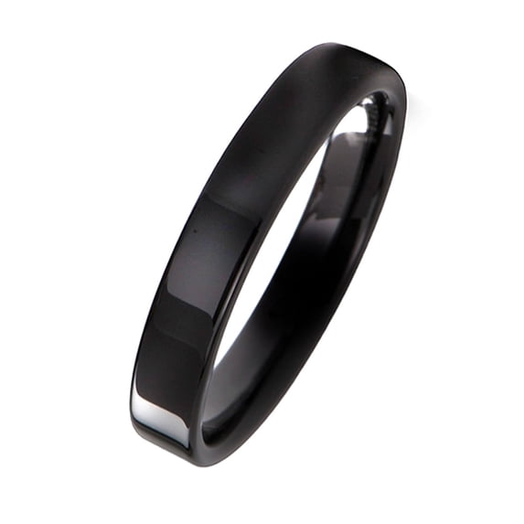 Gemini Plain Flat Court Black Titanium Anniversary Wedding Ring width 4mm US Size 9.25 Valentine's Day Gift