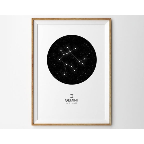 Gemini Print Gemini Zodiac Print Constellation Print Star Map Print Zodiac Print Astrology Print Zodiac Art Print Astronomy Print Modern Art Wall Art, Modern Wall Decor, 24x36 UNFRAMED