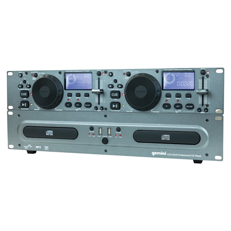 Gemini Professional 2U Dual CD/USB Player, Silver, CDX-2250IPT