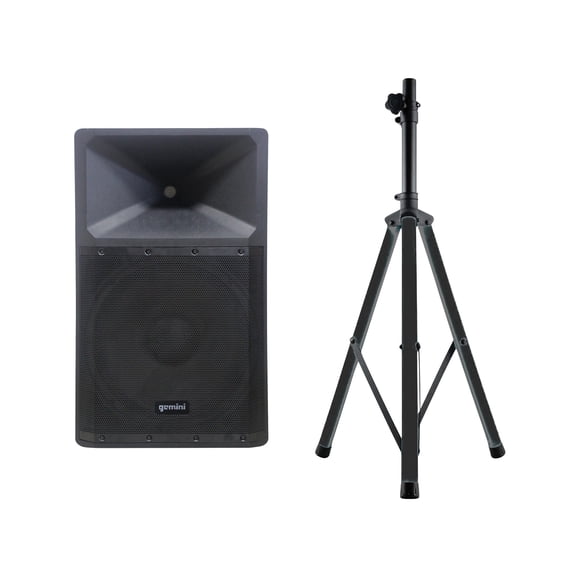 Gemini Professional Adjustable Tripod Speaker Stand with Color-Changing LEDs, & Ultra Powerful Bluetooth 2,200 Peak Watt Speaker with Built-In Media Player, 843631170731