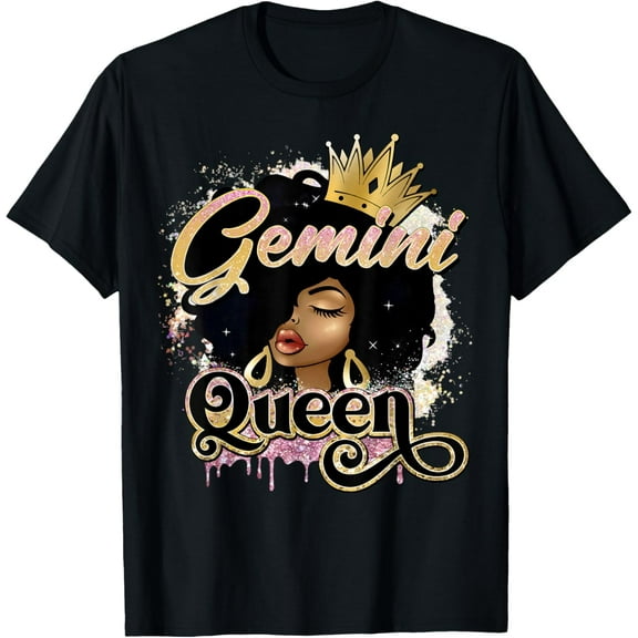 Gemini Queen Black Woman Zodiac Melanin June Birthday Month T-Shirt Tops Tee
