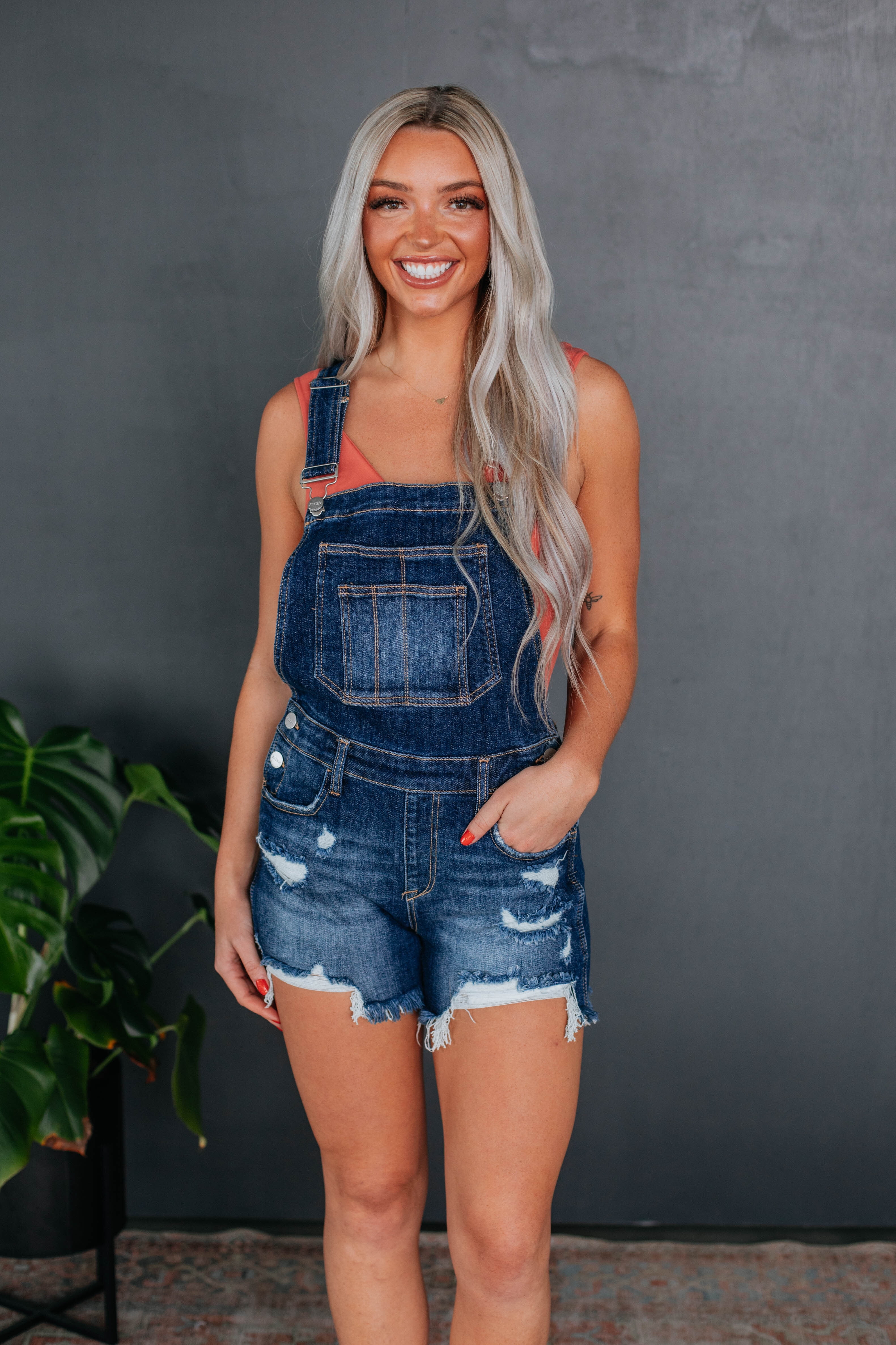 Gemini Risen Short Overalls - Dark Wash - Walmart.com