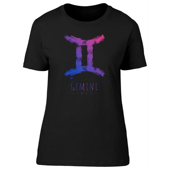 Gemini Sign In Pink-Blue Spray T-Shirt Women -Image by Shutterstock, Female XX-Large