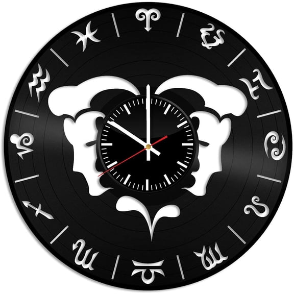 Gemini Sign Zodiac Sign Vinyl Wall Clock, Vinyl Record Handmade Art Decor for Home Room Kitchen, Vintage Original Gift for Any Occasion, Party Supplies Decoration