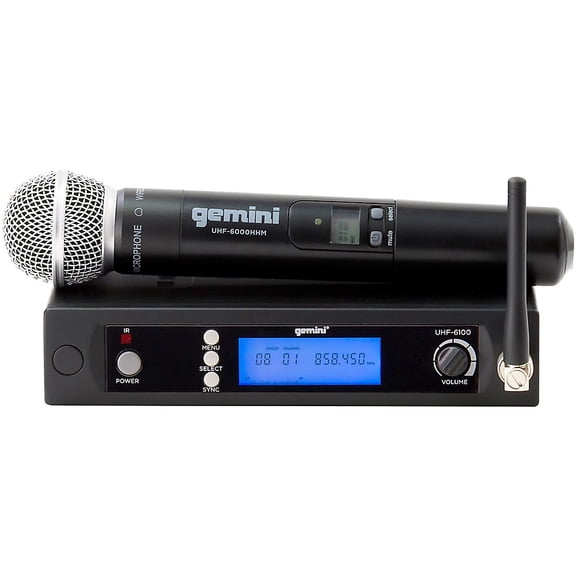 Gemini, Single Wireless Microphone System, Professional Handheld Long Range (240 Ft) Mic Set for DJ, Church, Karaoke, Gym, XLR Connector, 1 microfono (UHF-6100M-R2)