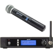Gemini Wireless Microphone System - Professional UHF Single Channel Receiver with Handheld Mic, 256 Selectable Frequencies, LCD Display, 240ft Range, Rack Mountable for Stage Performance (U