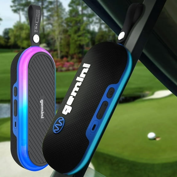 Gemini Sound BEATGRIP Magnetic Bluetooth Speaker Wireless, Portable, 12-Hour Battery, LED Light, Waterproof IPX6, Hands-Free Calling for Golf Cart and Outdoor Adventures