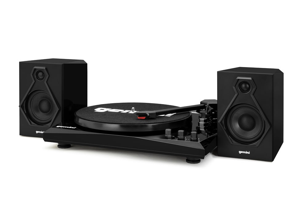 Gemini Black Belt Drive Turntable with Bluetooth and Stereo Speakers