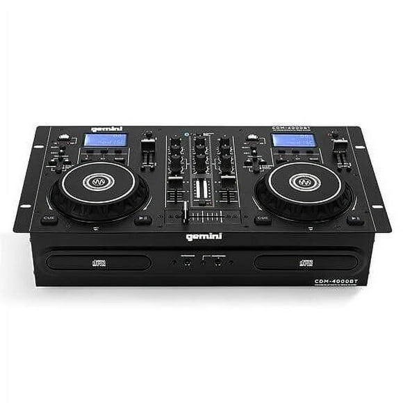 Gemini Sound CDM-4000BT: All-in-One DJ Standalone DJ CD Player & Mixer Combo with Bluetooth - Dual CD/USB for Home & Event Use, User-Friendly Controls with Jog Wheels and Pitch Control