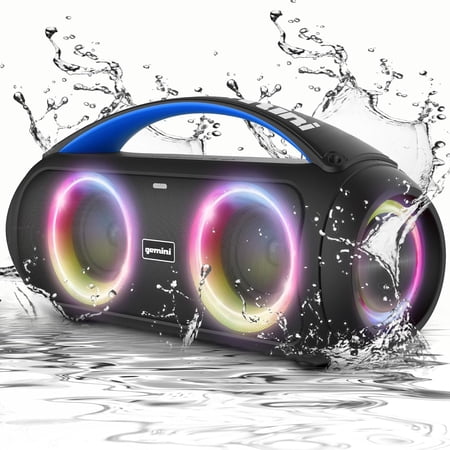 Gemini GGO-230L Portable Bluetooth Boombox Speaker with LED Lights & 7-Hour Battery
