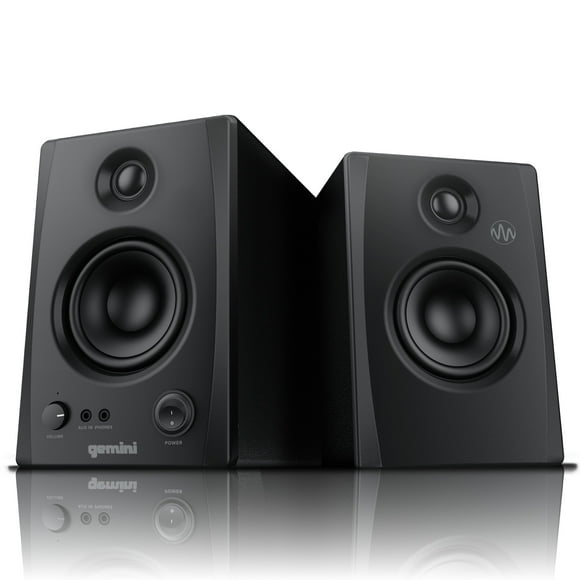 Gemini Sound SMX-3BT 100W Bluetooth Bookshelf Studio Monitor Speakers, Active/Passive Pair for PC, Turntables, Desktop, RCA/3.5mm Aux Input, Wood Cabinet, EQ Control, Perfect for Home Studio and DJs